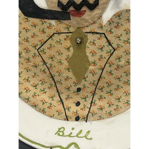 Folk Art 1950s His & Hers Portraits Vintage MCM Plates Beth & Bill Kitschy Decor - Picture 6 of 13